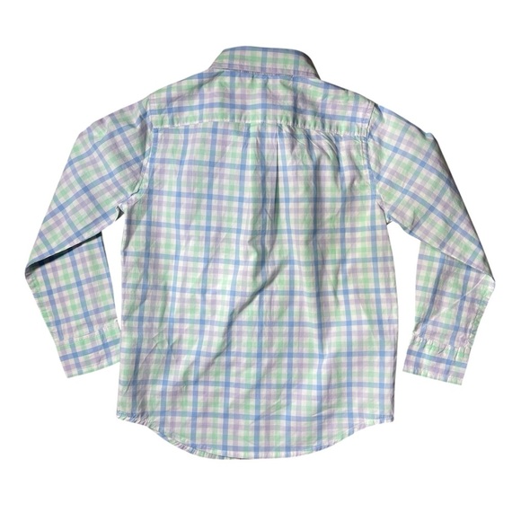 Janie and Jack Spring Easter Soft Pastel Blue Green Plaid Shirt Boys Size 4T - Picture 5 of 5